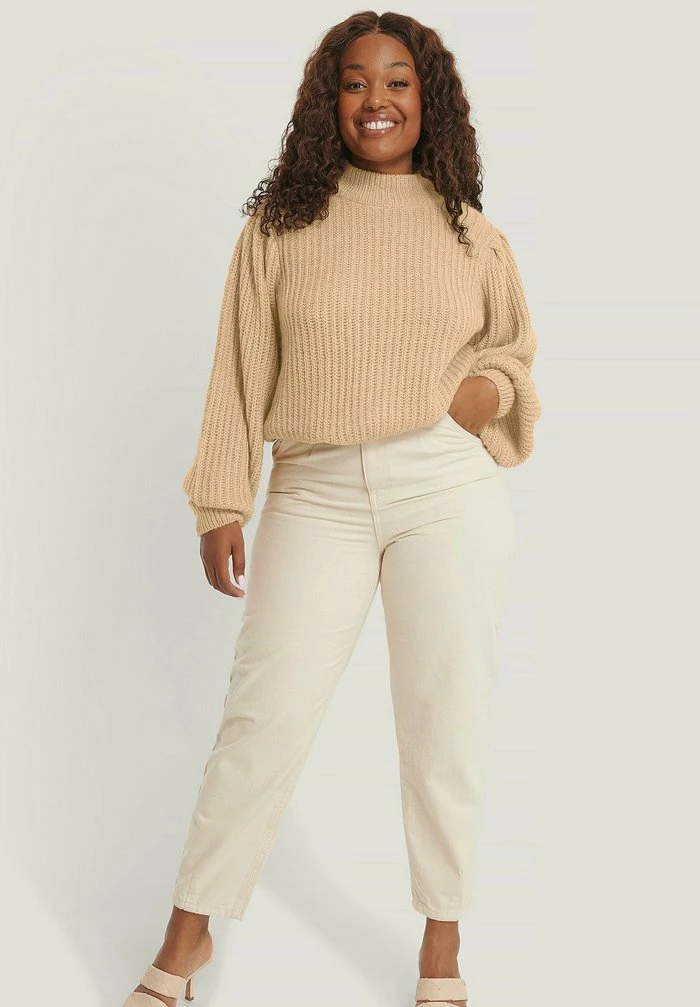 NA-KD MIT PUFFÄRMELN - Pullover - Beige 2 NA-KD MIT PUFFÄRMELN - Pullover - Beige – Image 2