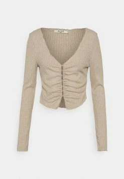 NA-KD CONTRAST BABYLOCK CARDIGAN - Gilet - Sand