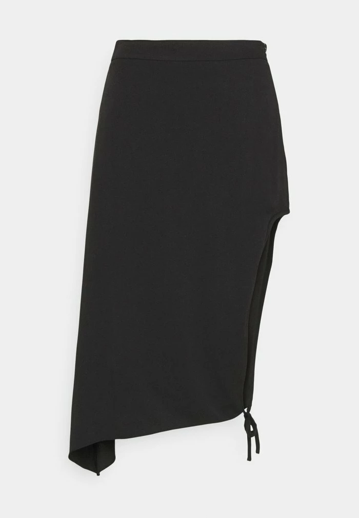 NA-KD DRAPED HIGH SLIT MIDI SKIRT - Jupe Crayon - Black 1 NA-KD DRAPED HIGH SLIT MIDI SKIRT - Jupe Crayon - Black