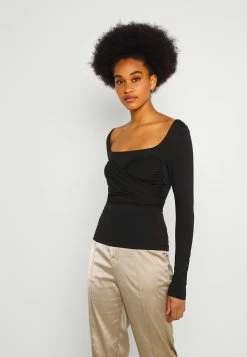 NA-KD HALTERNECK - T-shirt à Manches Longues - Black