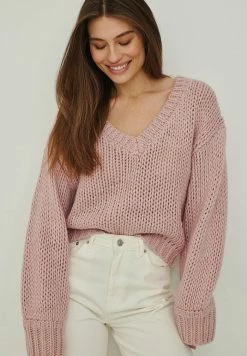 NA-KD V-AUSSCHNITT - Pullover - Dusty Light Pink