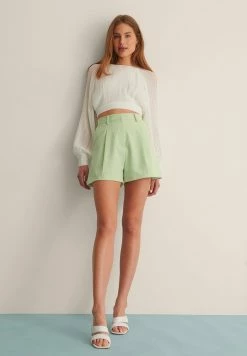 NA-KD PLEAT DETAIL SHORTS - Short - Dusty Green