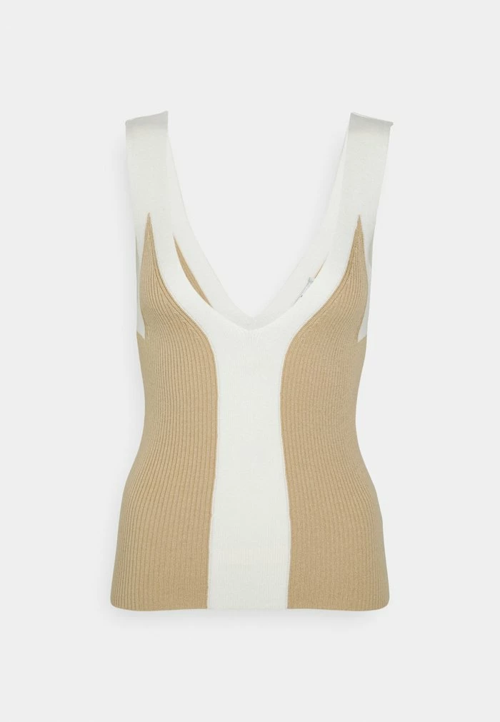 NA-KD V NECK SINGLET - Débardeur - Beige 5 NA-KD V NECK SINGLET - Débardeur - Beige – Image 5