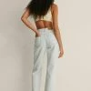 NA-KD MIT GEFALTETER TAILLE - Jean Droit - Bleached Blue -NA-KD Soldes Magasin f09009a745cd40a5a8a21f38b24578cd