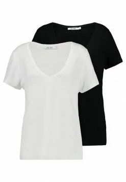 NA-KD 2 PACK V-NECK TEE - T-shirt Basique - Black/white