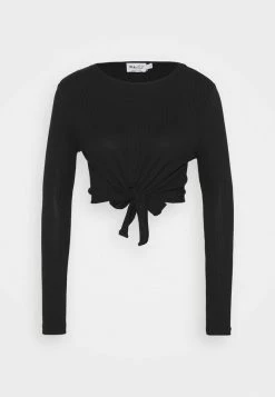 NA-KD KNOT DETAIL - T-shirt à Manches Longues - Black