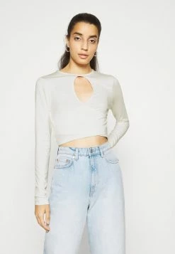 NA-KD KEYHOLE CROPPED - T-shirt à Manches Longues - White