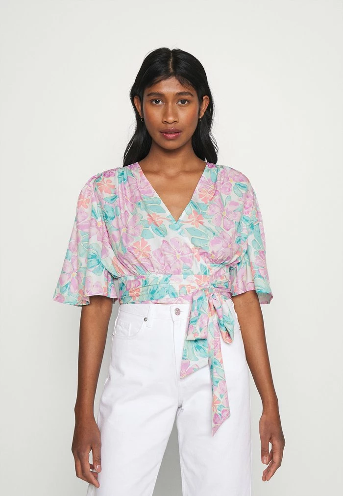 NA-KD FLOWY WRAP BLOUSE - Blouse - Purple 1 NA-KD FLOWY WRAP BLOUSE - Blouse - Purple