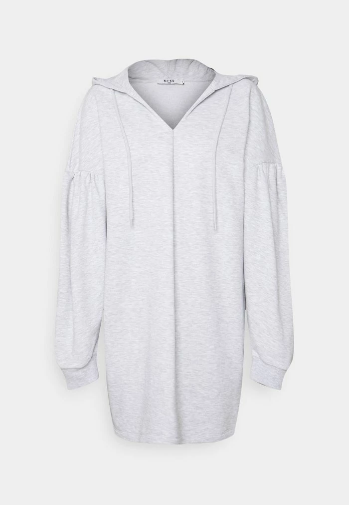 NA-KD HOODIE DRESS - Robe De Jour - Grey Melange 1 NA-KD HOODIE DRESS - Robe De Jour - Grey Melange