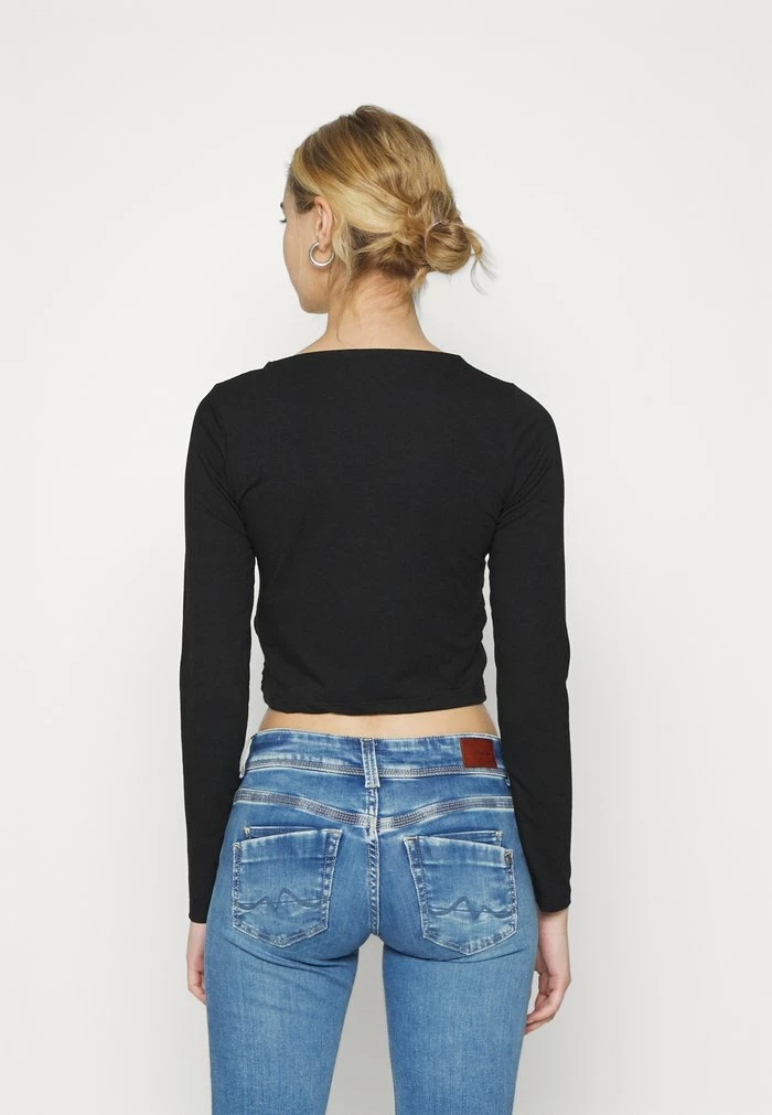 NA-KD FRILL DETAIL RUCHED - T-shirt à Manches Longues - Black 3 NA-KD FRILL DETAIL RUCHED - T-shirt à Manches Longues - Black – Image 3