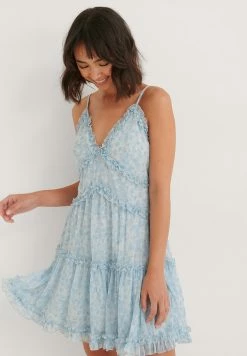 NA-KD RÜSCHEN - Robe De Jour - Watercolor Blue